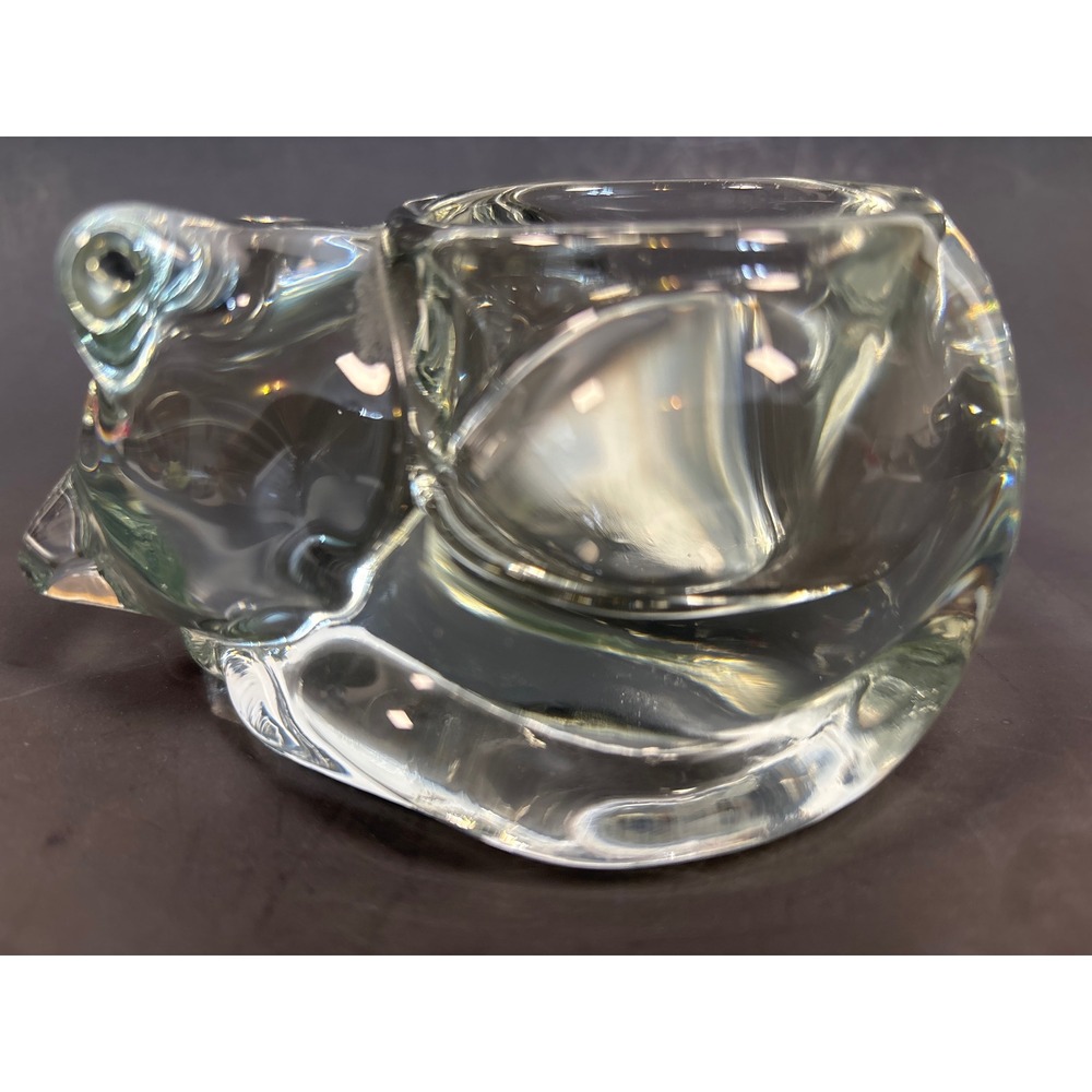 Clear Glass Sleeping Curled Cat Tea Light Votive Candle Holder Figurine Gift